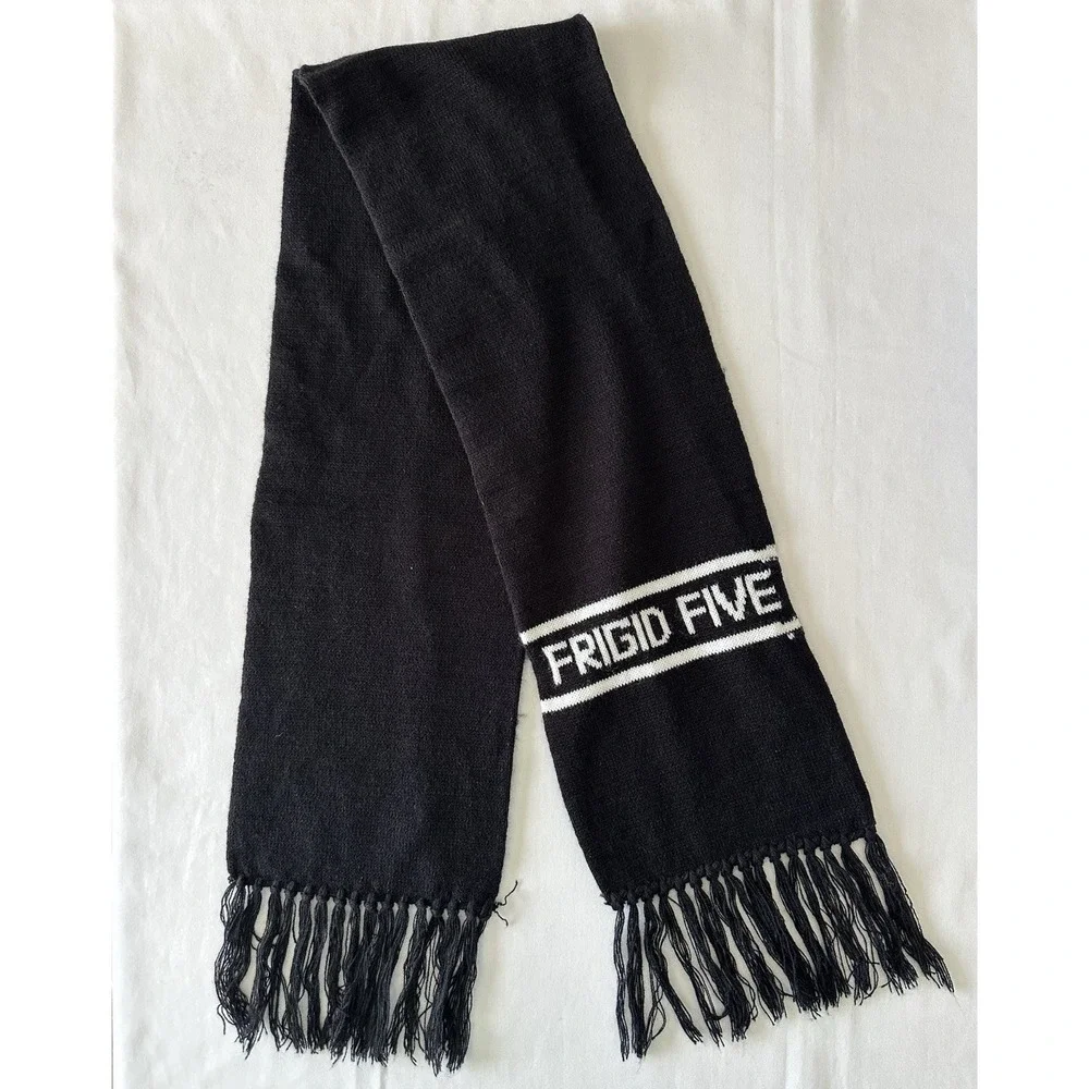 Vtg Frigid‎ Five Winter Scarf Two-ply Black And White 66